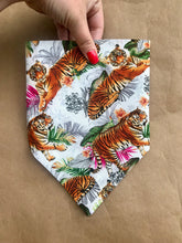 Load image into Gallery viewer, Dog Bandana: &quot;Tiger King&quot; (Tie on &amp; Over the Collar)
